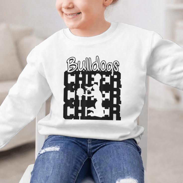 Bulldogs Cheer Back To School Cheerleading Spirit Graphic Kid Sweatshirt Bulldogs Cheer Back To School Cheerleading Spirit Graphic Kid Sweatshirt