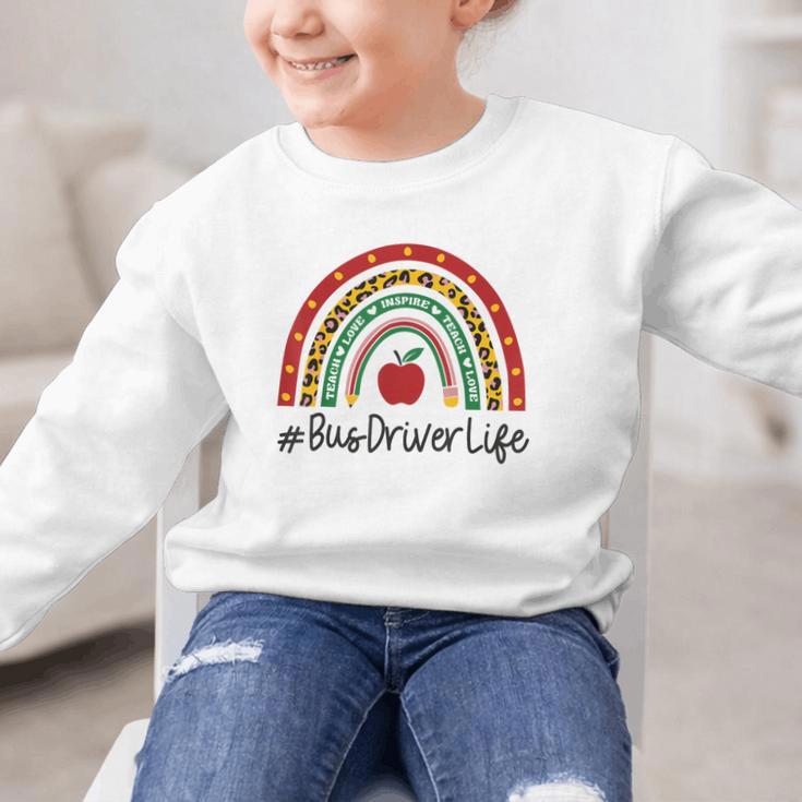 Bus Driver Rainbow Appreciation Day Hello Back To School Graphic Kid Sweatshirt