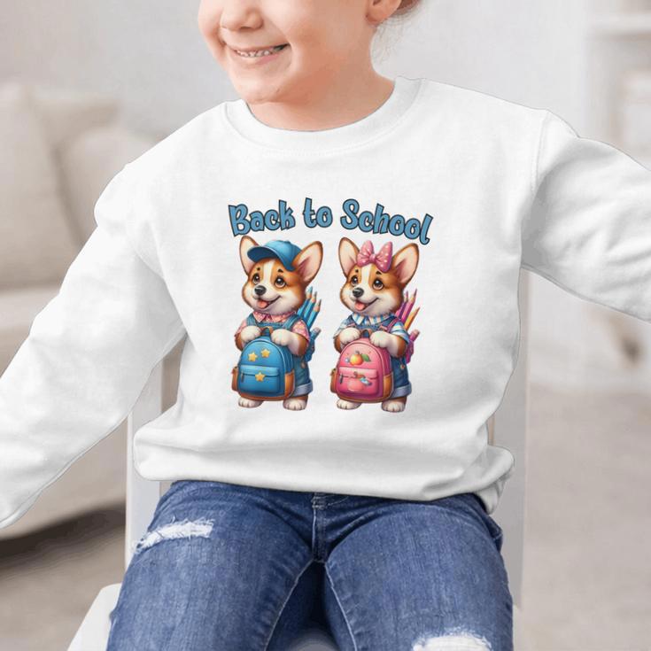 Corgi Dog Student To School Happy Back To School Graphic Kid Sweatshirt Corgi Dog Student To School Happy Back To School Graphic Kid Sweatshirt