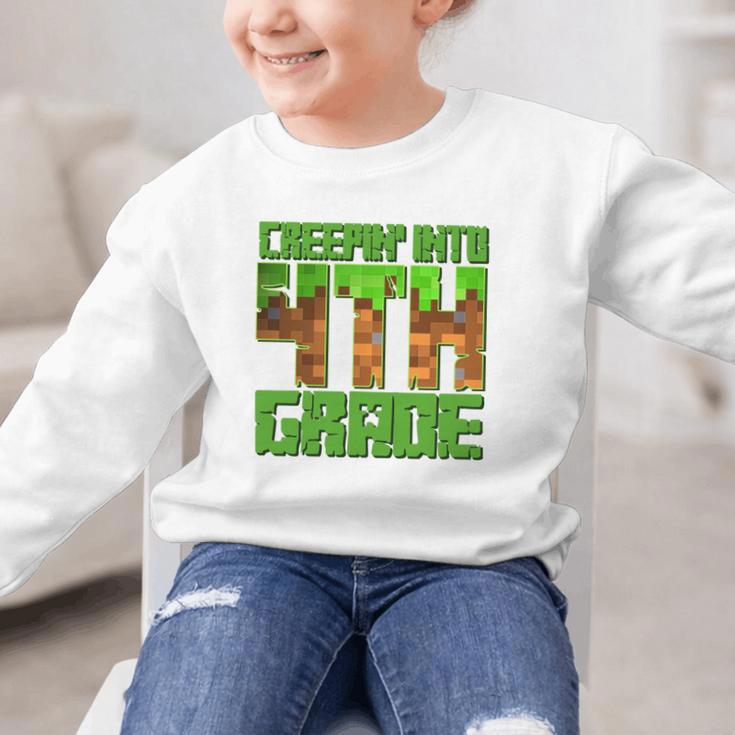 Creepin’ Into 4th Grade Kids Boy Gamer Pixel Back To School Performance Graphic Kid Sweatshirt
