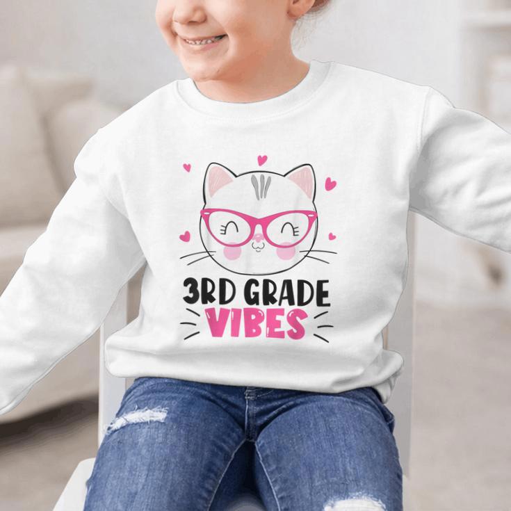 Cute 3rd Grade Vibes Cat Kitten Lover Back To School Girls Graphic Kid Sweatshirt Cute 3rd Grade Vibes Cat Kitten Lover Back To School Girls Graphic Kid Sweatshirt