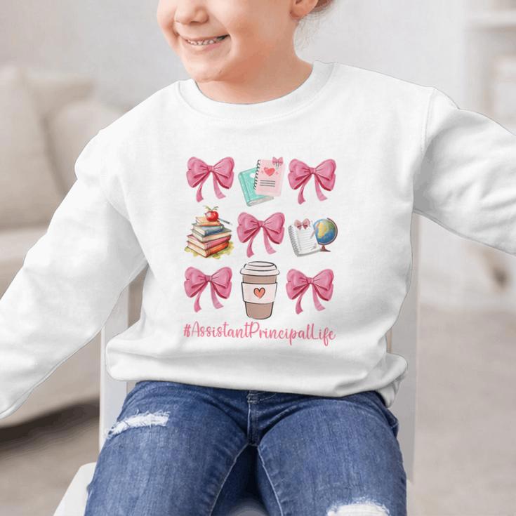 Cute Coquette Bows Assistant Principal Life Back To School Graphic Kid Sweatshirt Cute Coquette Bows Assistant Principal Life Back To School Graphic Kid Sweatshirt