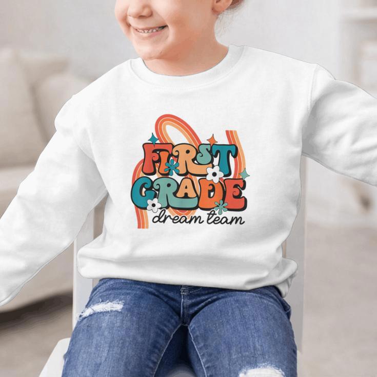 First Grade Dream Team First Day Of 1st Grade Back To School Graphic Kid Sweatshirt First Grade Dream Team First Day Of 1st Grade Back To School Graphic Kid Sweatshirt