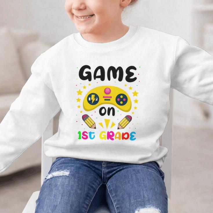 Game On 1st Grade Cute Video Gamer Back To School 2026 Kids Graphic Kid Sweatshirt