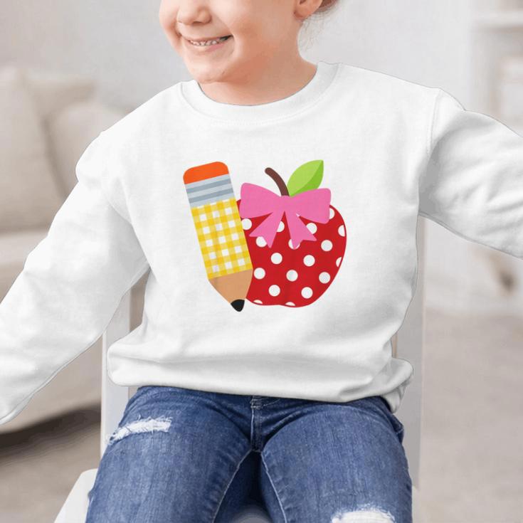 Girls Back To School Apple Toddler First Day Of Preschool Graphic Kid Sweatshirt Girls Back To School Apple Toddler First Day Of Preschool Graphic Kid Sweatshirt