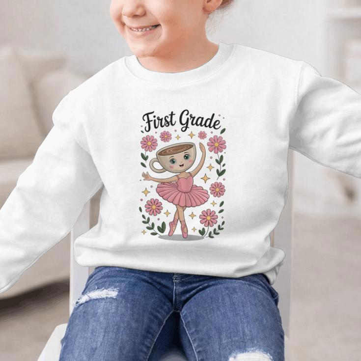 Girls Back To School Cappuccina Italian Brainrot First Grade Graphic Kid Sweatshirt Girls Back To School Cappuccina Italian Brainrot First Grade Graphic Kid Sweatshirt