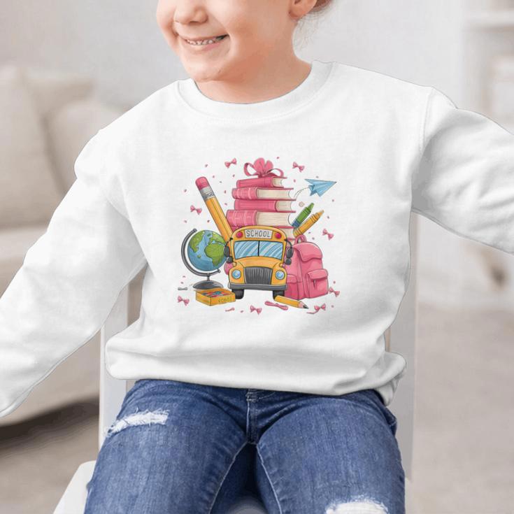 Girls Cute Pink Bows Coquette Aesthetic Back To School Graphic Kid Sweatshirt Girls Cute Pink Bows Coquette Aesthetic Back To School Graphic Kid Sweatshirt