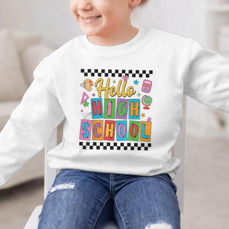 Hello Highshool First Day Of School Back To School Boy Girls Graphic Kid Sweatshirt