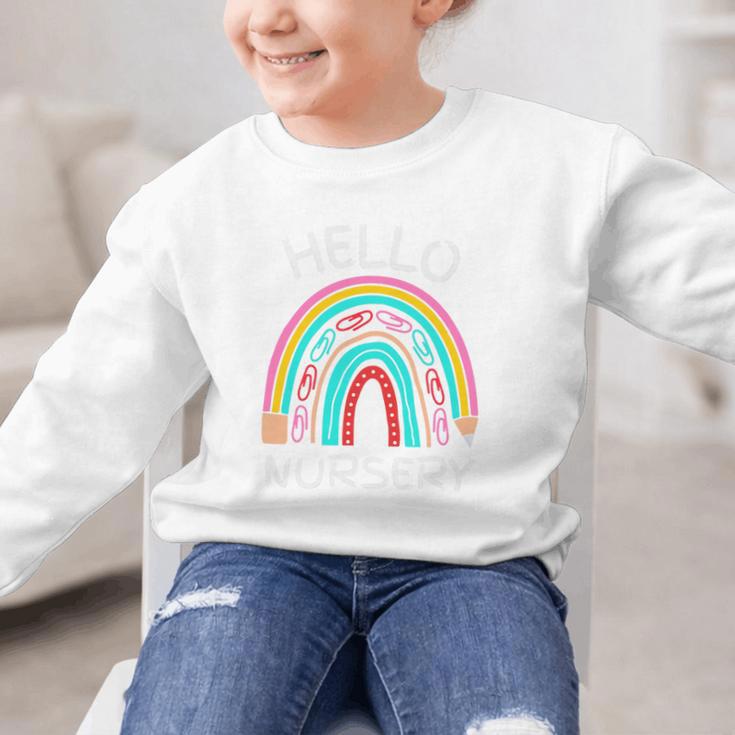 Hello Nursery Pencil Rainbow Back To School Boys Girls Premium Tri-Blend Graphic Kid Sweatshirt