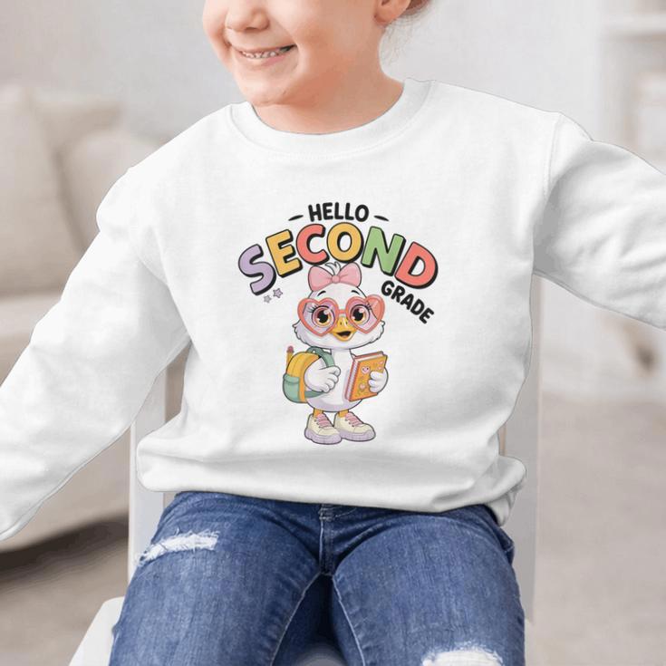 Hello Second Grade Cute Goose Back To School 2nd Grade Girls Graphic Kid Sweatshirt