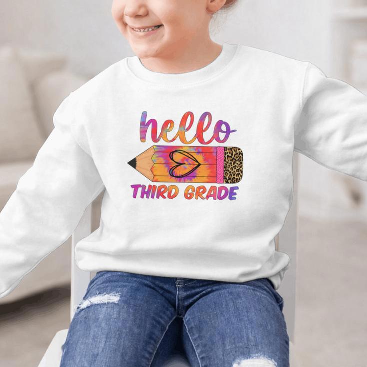 Hello Third Grade Back To School Pencil Tie Dye 3rd Grade Performance Graphic Kid Sweatshirt
