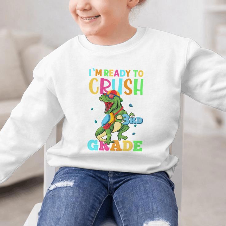 I'm Ready To Crush 3rd Grade Dinosaur Back To School Graphic Kid Sweatshirt I'm Ready To Crush 3rd Grade Dinosaur Back To School Graphic Kid Sweatshirt