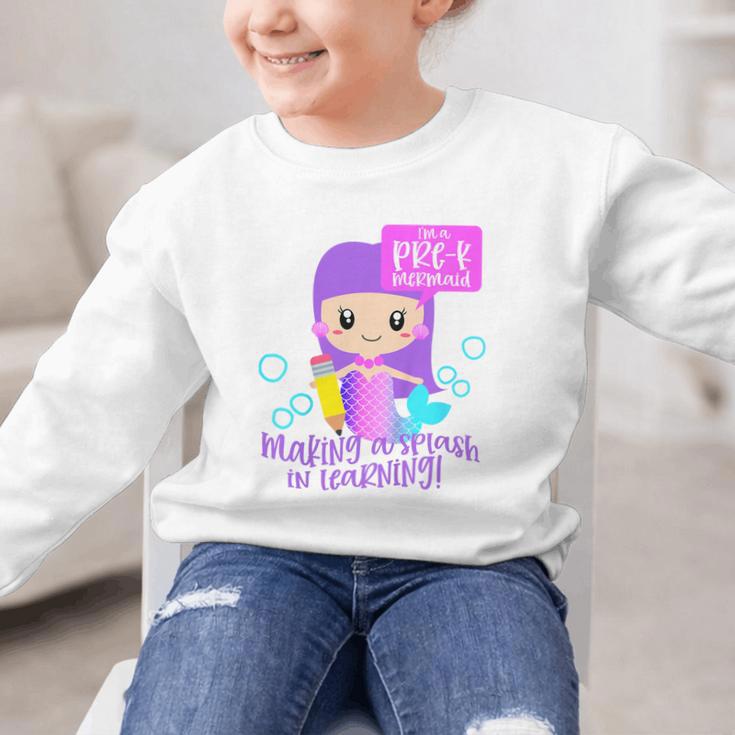 Kids Pre K Mermaid Back To School Toddler Girl First Day Of Prek Graphic Kid Sweatshirt Kids Pre K Mermaid Back To School Toddler Girl First Day Of Prek Graphic Kid Sweatshirt