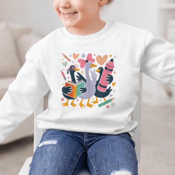Kindergarten 1st Grade Goose Back To School Girls Graphic Kid Sweatshirt