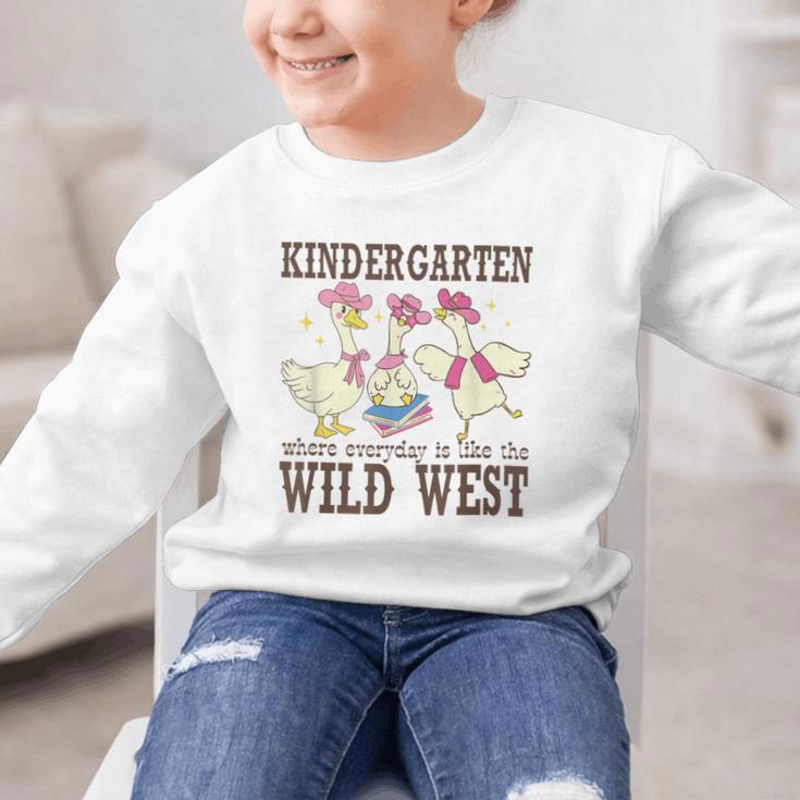 Kindergarten Wild West Goose Cowboy Goose Back To School Graphic Kid Sweatshirt