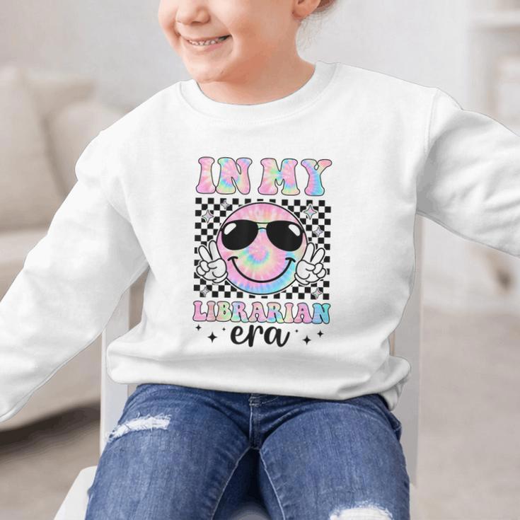 In My Librarian Era Groovy Tie Dye Back To School Graphic Kid Sweatshirt In My Librarian Era Groovy Tie Dye Back To School Graphic Kid Sweatshirt