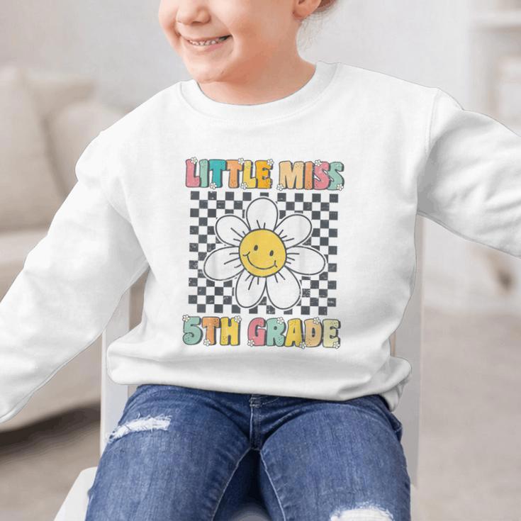 Little Miss 5th Grade Retro Groovy 5th Grade Back To School Graphic Kid Sweatshirt Little Miss 5th Grade Retro Groovy 5th Grade Back To School Graphic Kid Sweatshirt