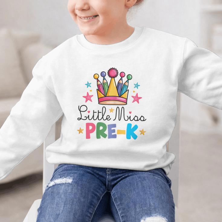 Miss Pre-K Pencils Crown Cute Back To School First Day Girls Graphic Kid Sweatshirt Miss Pre-K Pencils Crown Cute Back To School First Day Girls Graphic Kid Sweatshirt