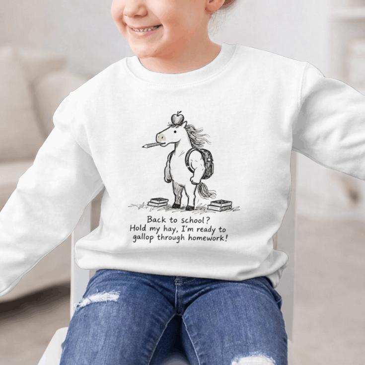 Naive Horse Doodle Back To School Gallop Homework Art Graphic Kid Sweatshirt Naive Horse Doodle Back To School Gallop Homework Art Graphic Kid Sweatshirt