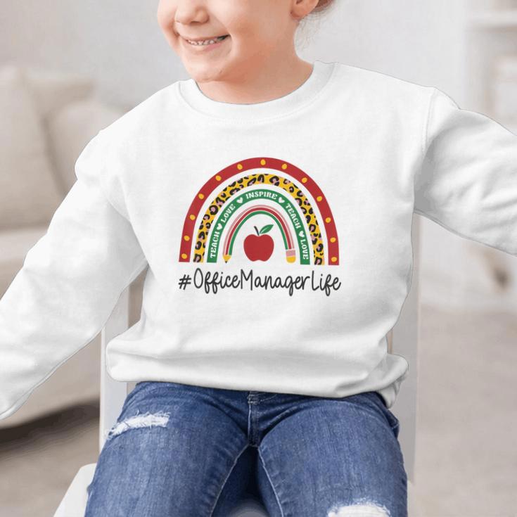 Office Manager Rainbow Appreciation Day Hello Back To School Graphic Kid Sweatshirt