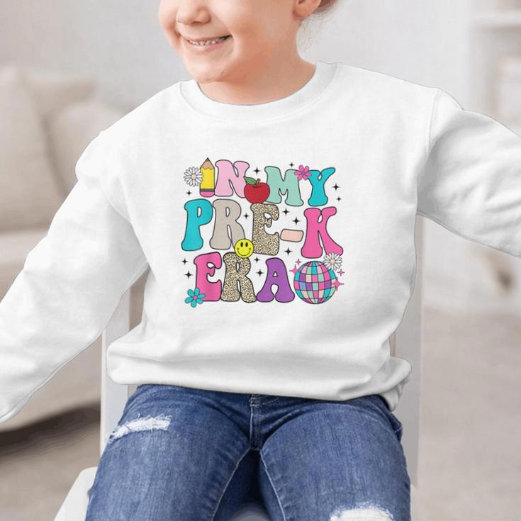 In My Pre-K Era Back To School Retro Groovy Preschool Graphic Kid Sweatshirt In My Pre-K Era Back To School Retro Groovy Preschool Graphic Kid Sweatshirt