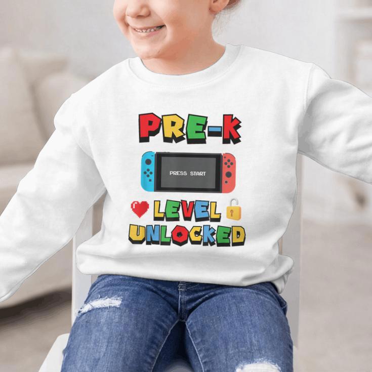 Pre-K Level Unlocked Back To School Video Game Graphic Kid Sweatshirt Pre-K Level Unlocked Back To School Video Game Graphic Kid Sweatshirt