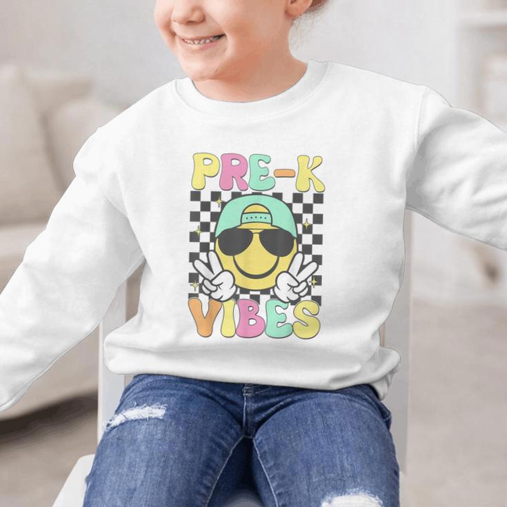 Pre-K Vibes Smile Face Back To School Pre-K Graphic Kid Sweatshirt Pre-K Vibes Smile Face Back To School Pre-K Graphic Kid Sweatshirt