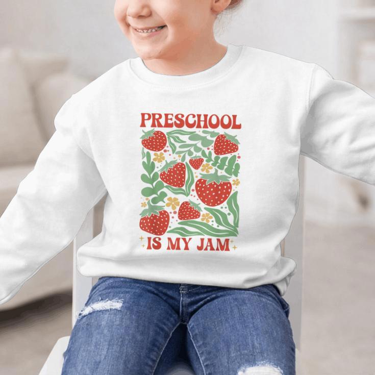 Preschool Is My Jam Boho Floral Strawberry Back To School Graphic Kid Sweatshirt Preschool Is My Jam Boho Floral Strawberry Back To School Graphic Kid Sweatshirt