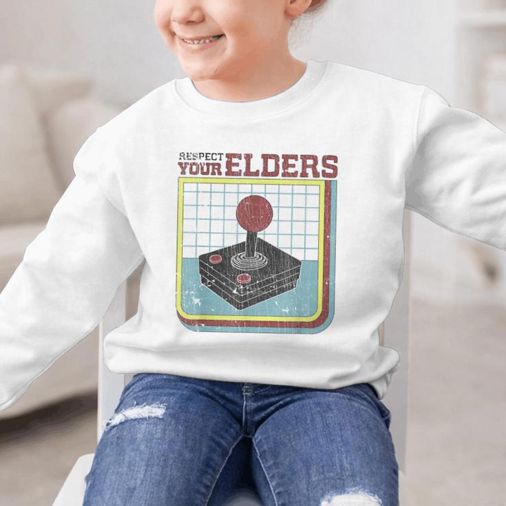 Respect Your Elders Retro Gamer Joystick Back To School Graphic Kid Sweatshirt Respect Your Elders Retro Gamer Joystick Back To School Graphic Kid Sweatshirt