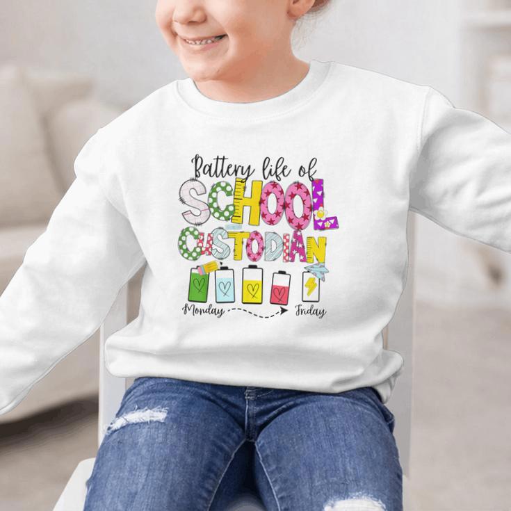 School Custodian Battery Life Back To School Janitor Graphic Kid Sweatshirt