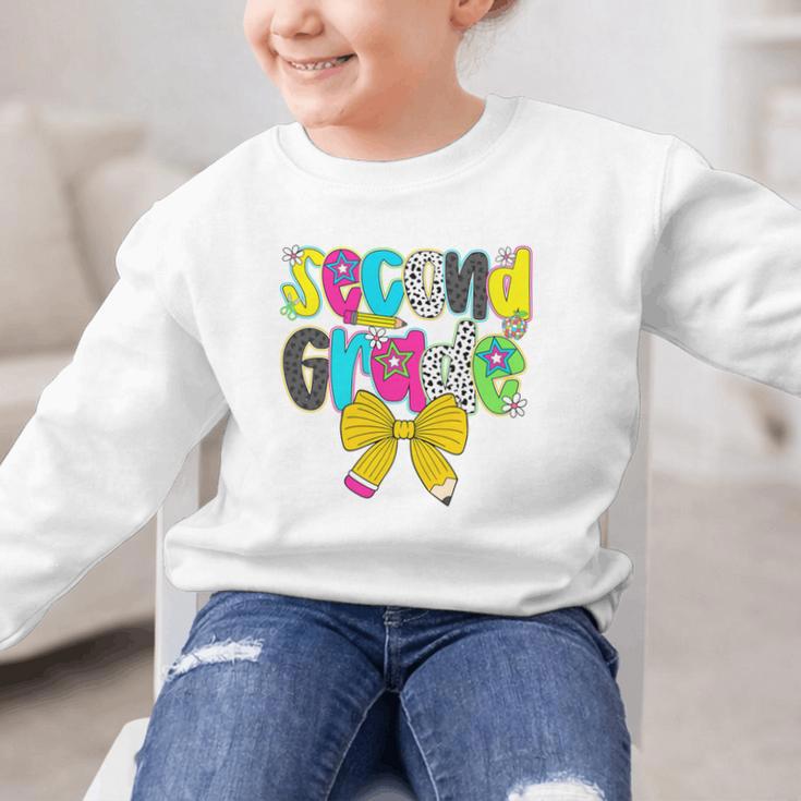 Second Grade Coquette Bow First Day Of School Back To School Performance Graphic Kid Sweatshirt Second Grade Coquette Bow First Day Of School Back To School Performance Graphic Kid Sweatshirt