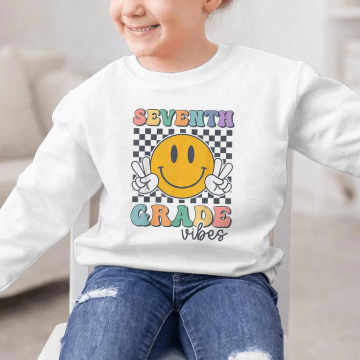 Seventh Grade Vibes Cute Smile Back To School 7th Grade Team Graphic Kid Sweatshirt Seventh Grade Vibes Cute Smile Back To School 7th Grade Team Graphic Kid Sweatshirt