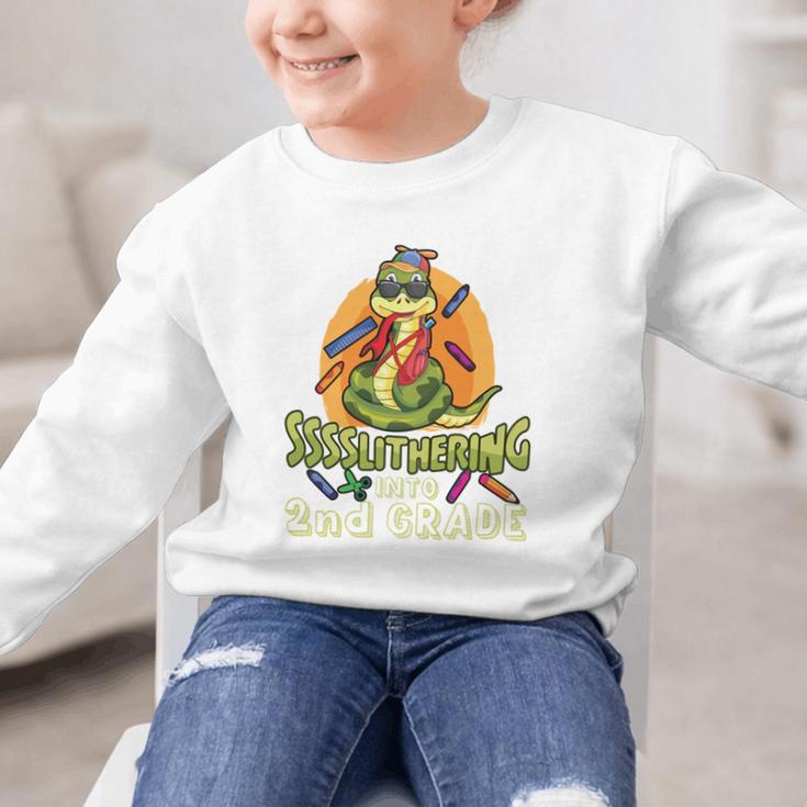 Slithering Into 2nd Grade First Day Back To School Snake Performance Graphic Kid Sweatshirt Slithering Into 2nd Grade First Day Back To School Snake Performance Graphic Kid Sweatshirt