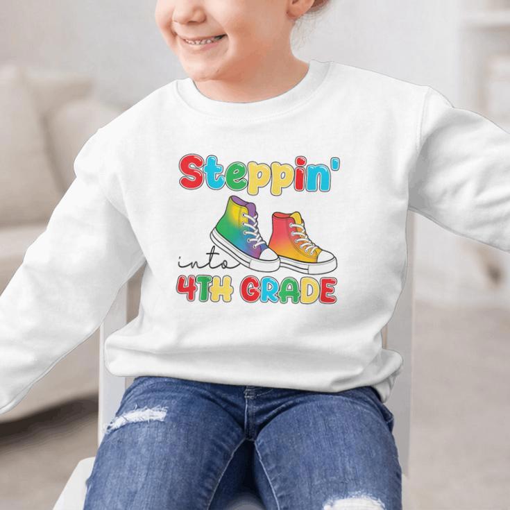 Steppin Into Fourth Grade Back To School First Day 4th Grade Graphic Kid Sweatshirt Steppin Into Fourth Grade Back To School First Day 4th Grade Graphic Kid Sweatshirt