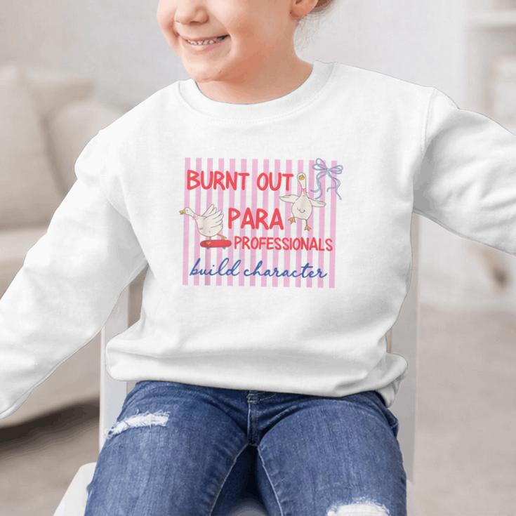 Striped Burnt Out Para Paraprofessional Back To School Graphic Kid Sweatshirt Striped Burnt Out Para Paraprofessional Back To School Graphic Kid Sweatshirt
