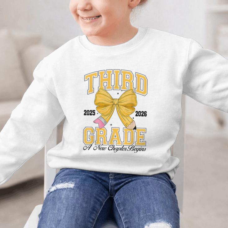 Third Grade Back To School First Day Pencil Bow 2025 Girls Graphic Kid Sweatshirt Third Grade Back To School First Day Pencil Bow 2025 Girls Graphic Kid Sweatshirt
