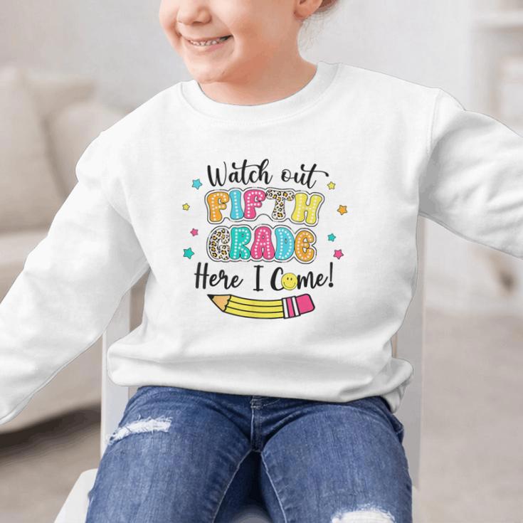 Watch Out Fifth Grade Here I Come Back To School Boys Girls Graphic Kid Sweatshirt Watch Out Fifth Grade Here I Come Back To School Boys Girls Graphic Kid Sweatshirt
