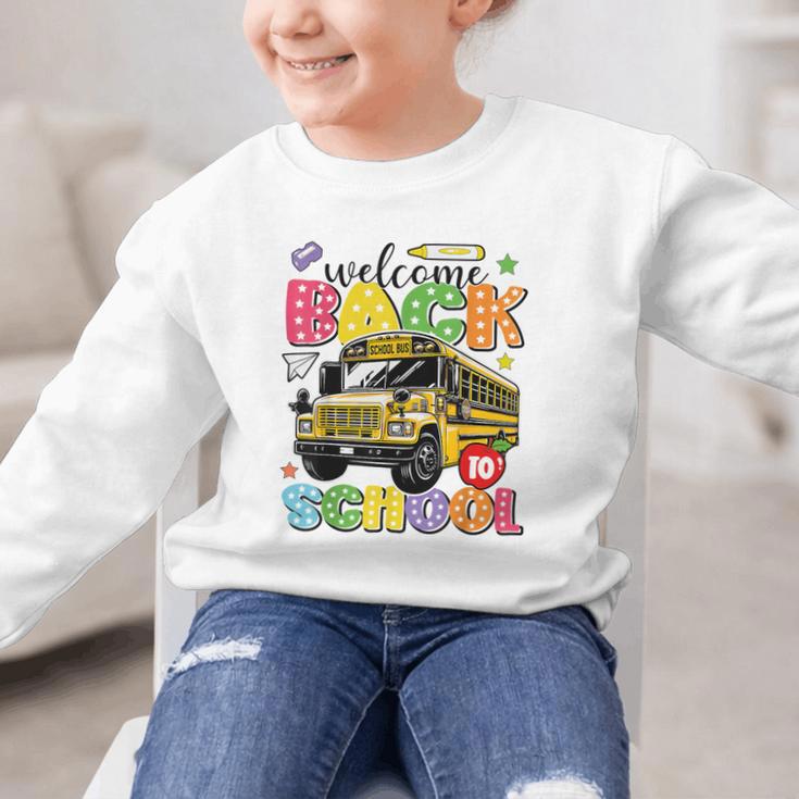 Welcome Back To School Bus Happy First Day Of School Student Graphic Kid Sweatshirt