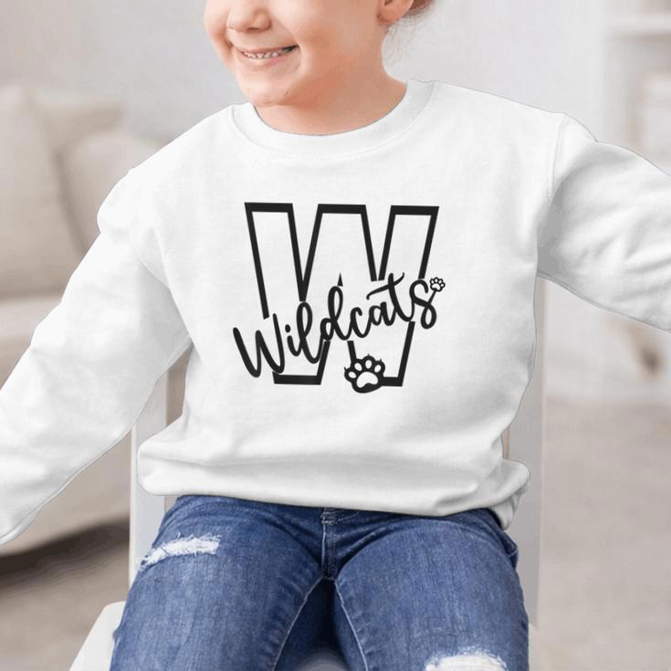 Wildcats School Sports Fan Team Spirit Mascot Back To School Graphic Kid Sweatshirt Wildcats School Sports Fan Team Spirit Mascot Back To School Graphic Kid Sweatshirt