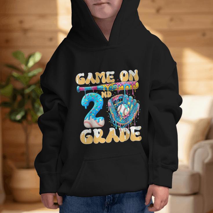 2nd Grade Back To School Baseball Drip Ice Cream Game On Graphic Kid Hoodie