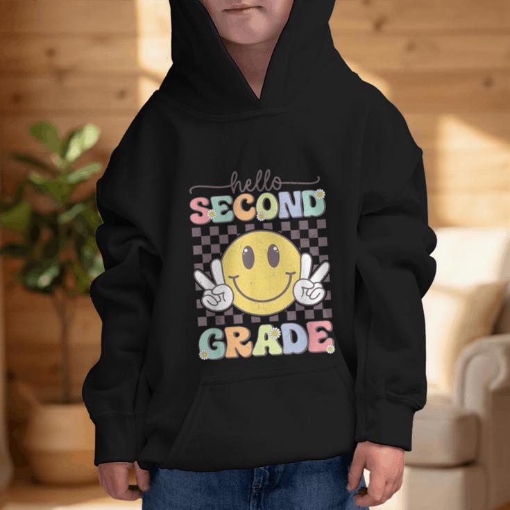 2nd Grade Team Back To School Hello Second Grade Smile Face Graphic Kid Hoodie
