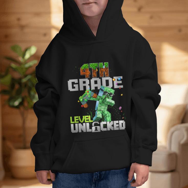 4th Grade Level Unlocked Back To School Pixel Game Graphic Kid Hoodie