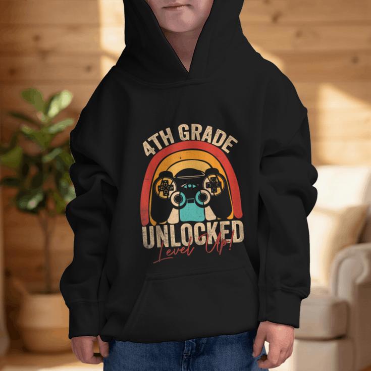 4th Grade Unlocked Level Up Gamer Back To School Fourth Graphic Kid Hoodie