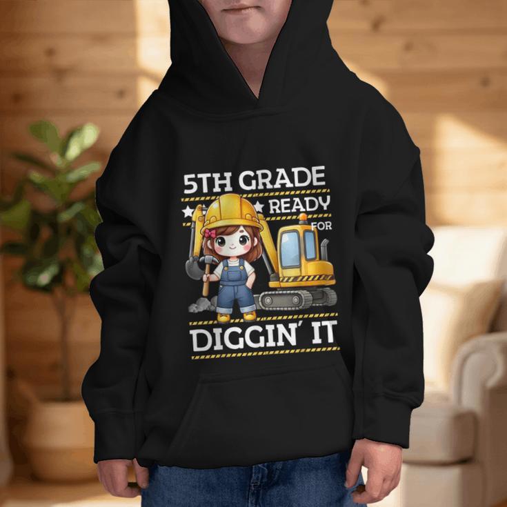 5th Grade Ready For Digging Construction Girl Back To School Graphic Kid Hoodie