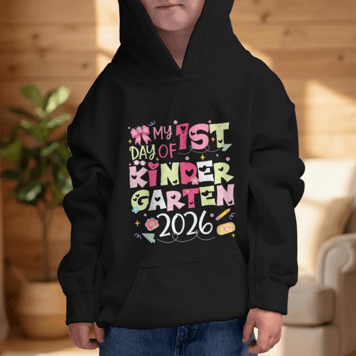 Back To School My 1st Day Of Kindergarten 2026 Bow Graphic Kid Hoodie Back To School My 1st Day Of Kindergarten 2026 Bow Graphic Kid Hoodie