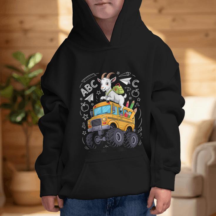 Back To School Goat School Bus 100 Days Of School Graphic Kid Hoodie