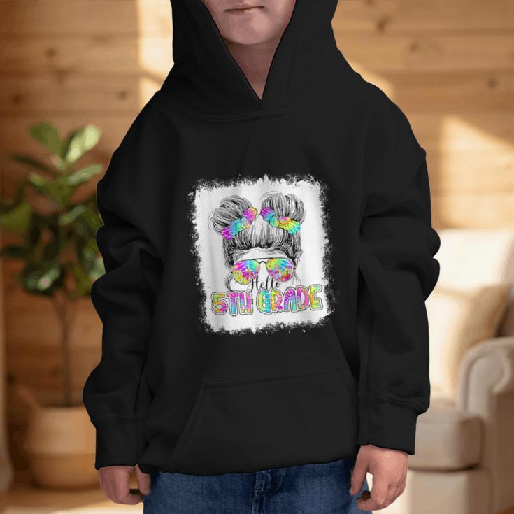Back To School Hello 5th Grade Cute Messy Bun Tie Dye Girls Graphic Kid Hoodie Back To School Hello 5th Grade Cute Messy Bun Tie Dye Girls Graphic Kid Hoodie
