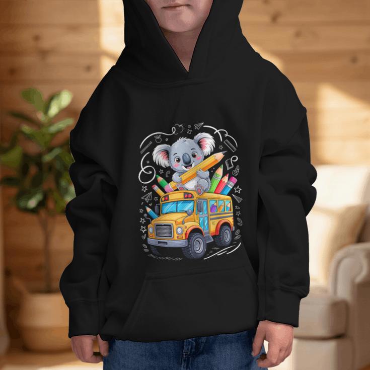 Back To School Koala School Bus 100 Days Of School Graphic Kid Hoodie