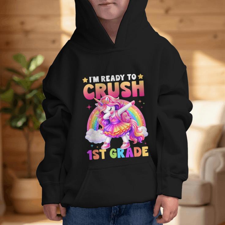 Back To School Unicorn Girls I'm Ready To Crush 1st Grade Graphic Kid Hoodie