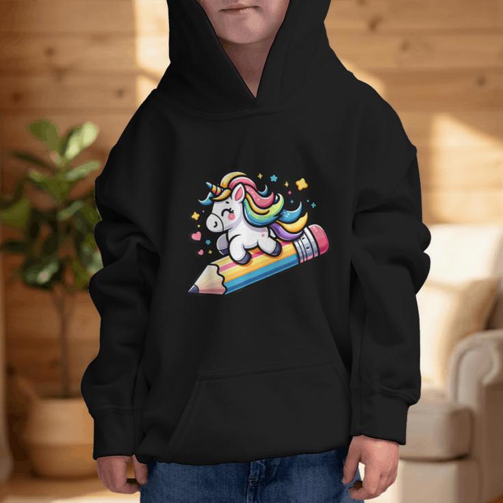 Back To School Unicorn Riding A Pencil Graphic Kid Hoodie